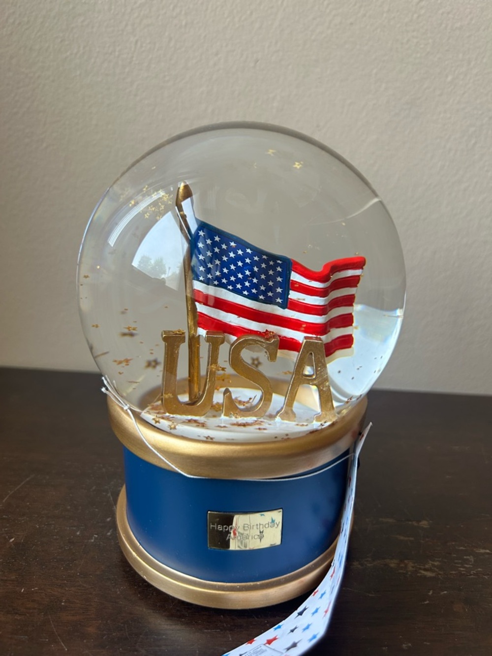 New Stars & Stripes Americana Snowglobe Happy Birthday America July 4th Flag - Picture 4 of 4